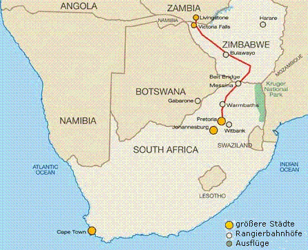 Südafrika: Zugreise Angebot - Botswana - Simbabwe: Mit dem Rovos Rail von Pretoria nach Victoria Falls