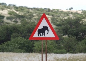 Straßenschild in Namibia