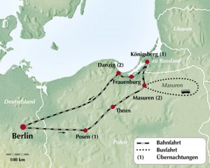 Karte Masuren Zugfahrt 2009