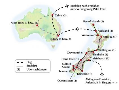 Gruppenreise / Rundreise durch Neuseeland und Australien- "Erst Kiwi, dann Koala"