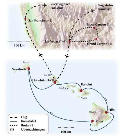 Gruppenreise / Rundreise in den Wilden Westen der USA mit exklusiver Kreuzfahrt im Ferienparadies Hawaii