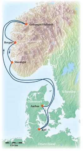 Norwegen Kreuzfahrt: 7-tägige Gruppenreise / Rundreise zu den gewaltigen Fjordlandschaften Norwegens!