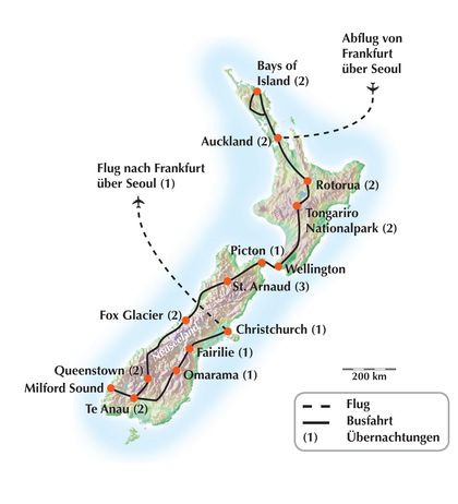 Gruppenreise / Rundreise durch Neuseeland eine exklusive Wanderreise in 25 Tagen