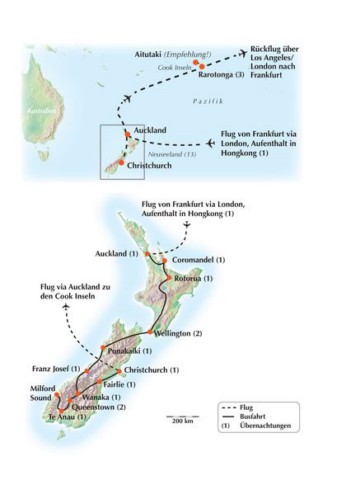 Hongkong, die Nord- und Südinsel Neuseelands und die Cook Inseln Rundreise -Gruppenreise