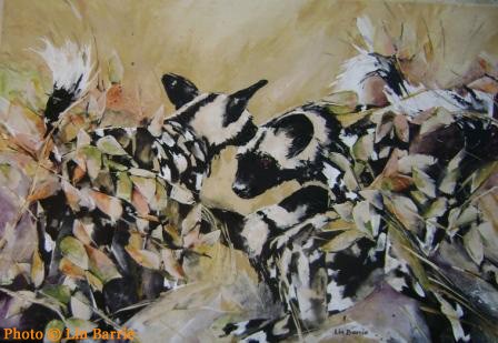 Wild dog painting by Lin Barrie - Title: "Concern"
