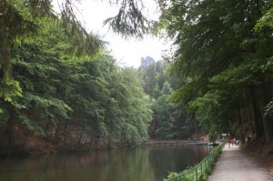 Blick auf den Amselsee in der Sächsischen Schweiz