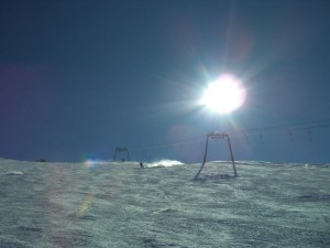 Abfahrt bei Sonne