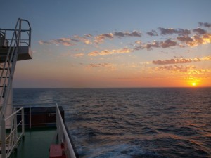 Sonnenuntergang auf den Brasilien Frachtschiffreisen