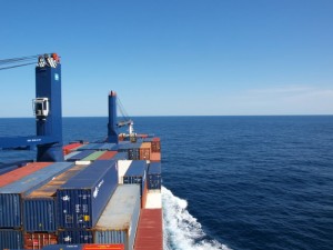 Das Panorama auf der CMA CGM Platon