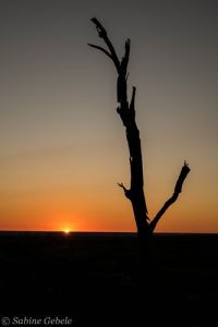 Sonnenaufgang ueber der Sinamatella Flussebene